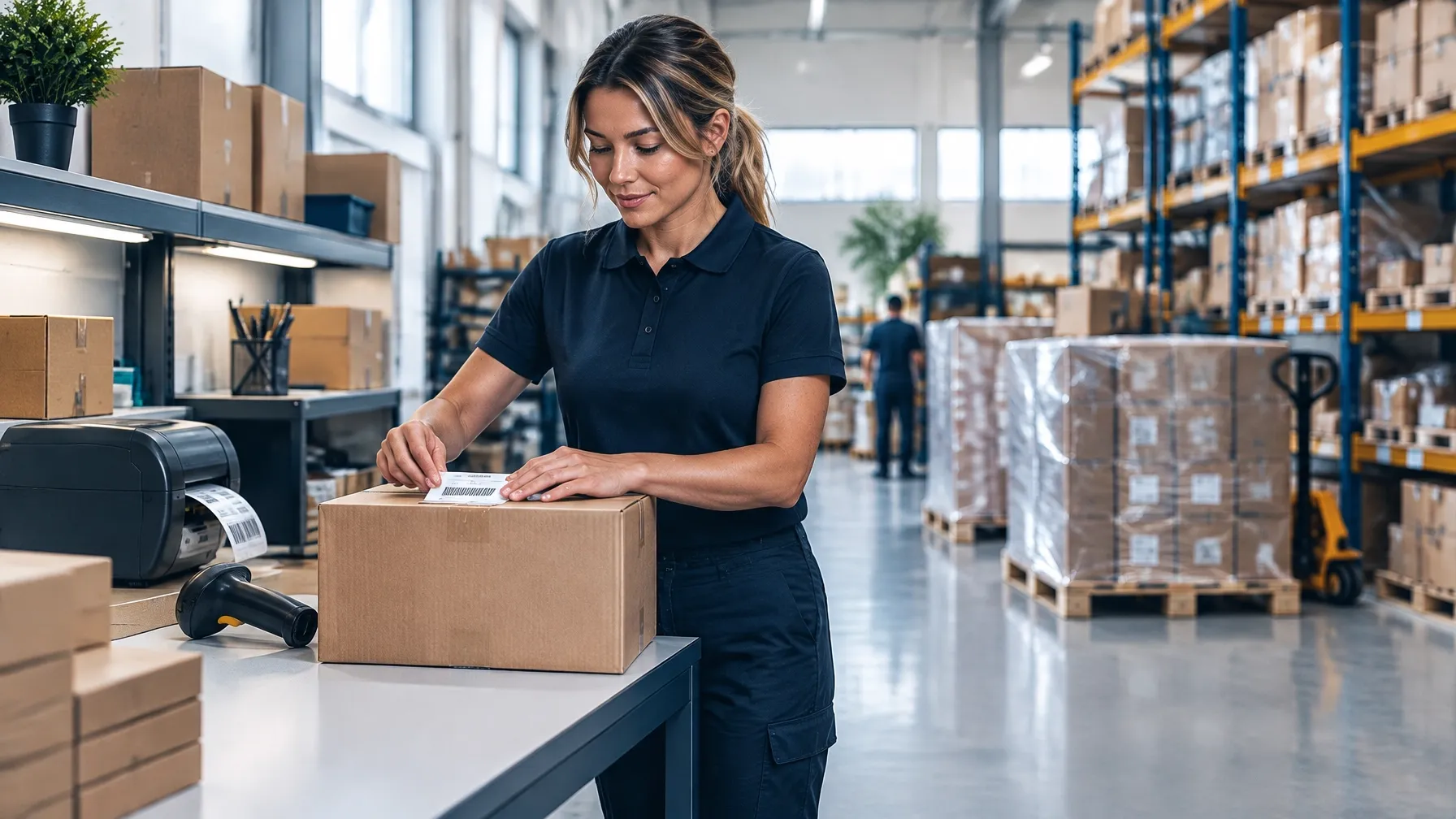 Fulfilment team preparing parcels and pallets for multi-channel shipping